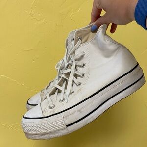 White Hightop Platform Converse